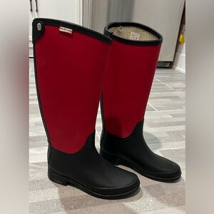 Tall women Hunter Bessy Red and Black Rain Boots